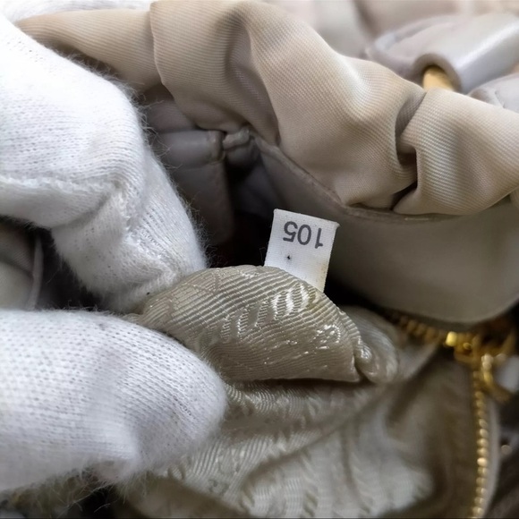 Prada Tessuto Gaufre Satchel in pale Grey/ Gold - Picture 10 of 17